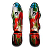 Amaryllis White And Red Print Muay Thai Shin Guards-grizzshop