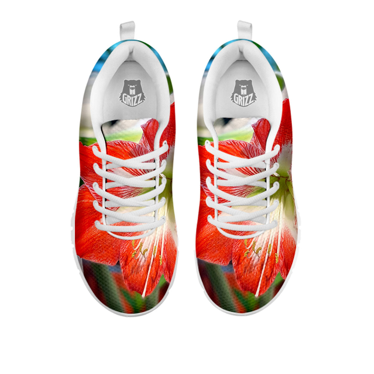 Amaryllis White And Red Print White Sneaker-grizzshop