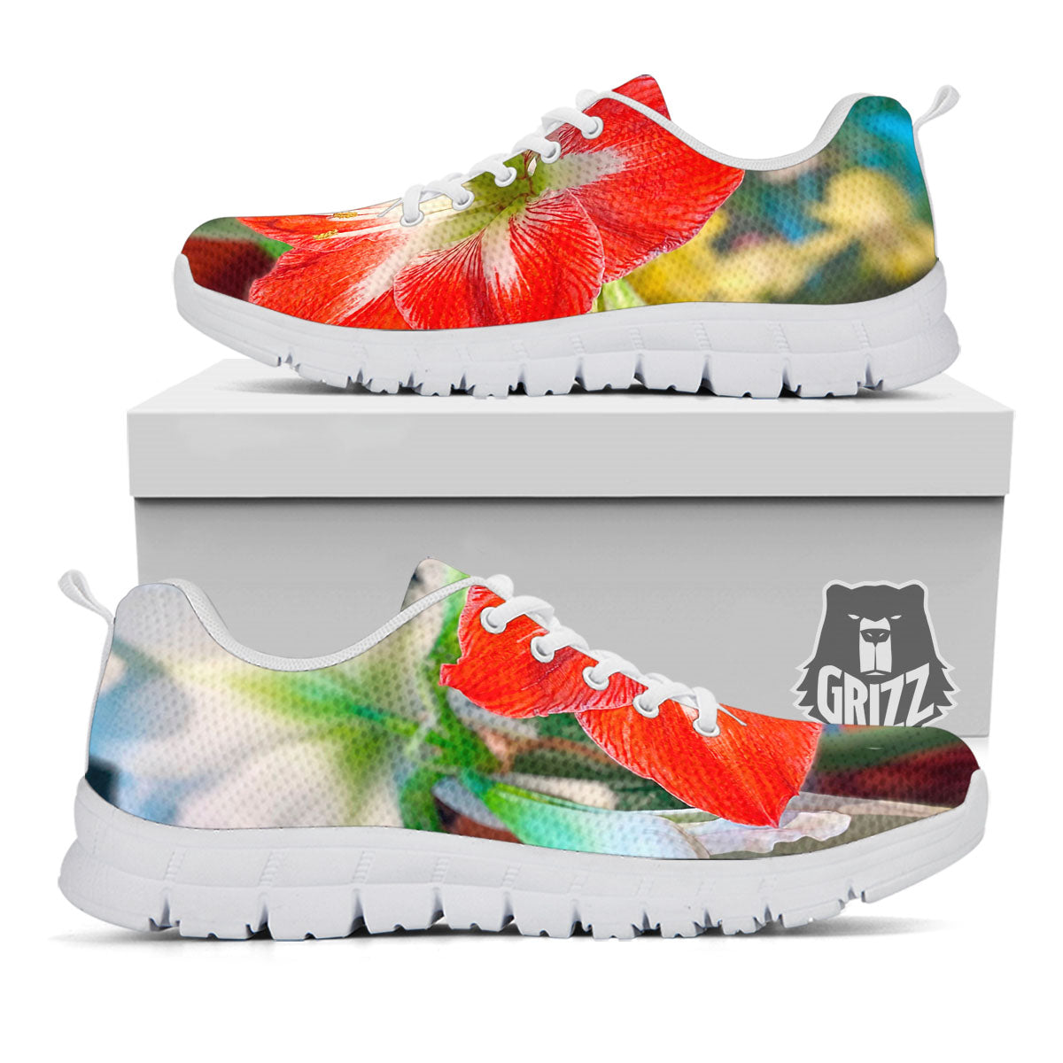 Amaryllis White And Red Print White Sneaker-grizzshop