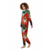 Amaryllis White And Red Print Women's Pajamas-grizzshop