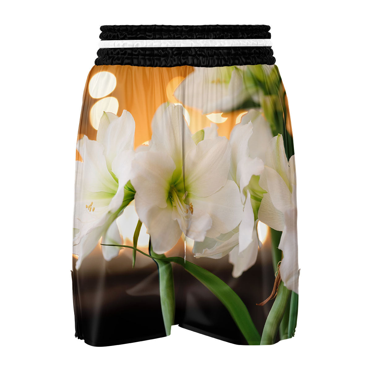Amaryllis White Print Boxing Shorts-grizzshop