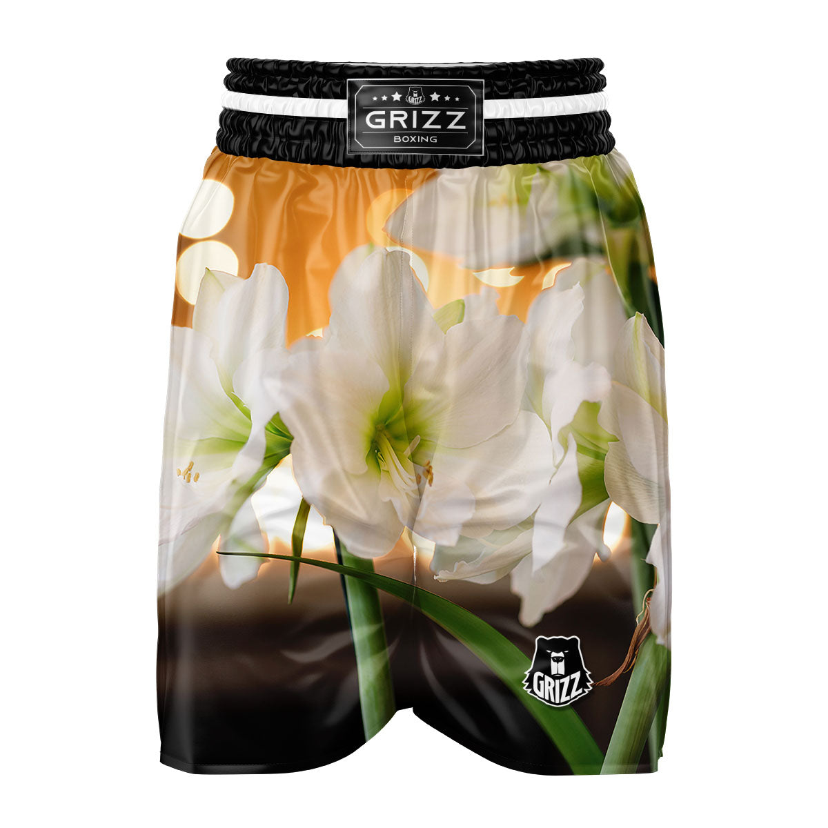 Amaryllis White Print Boxing Shorts-grizzshop