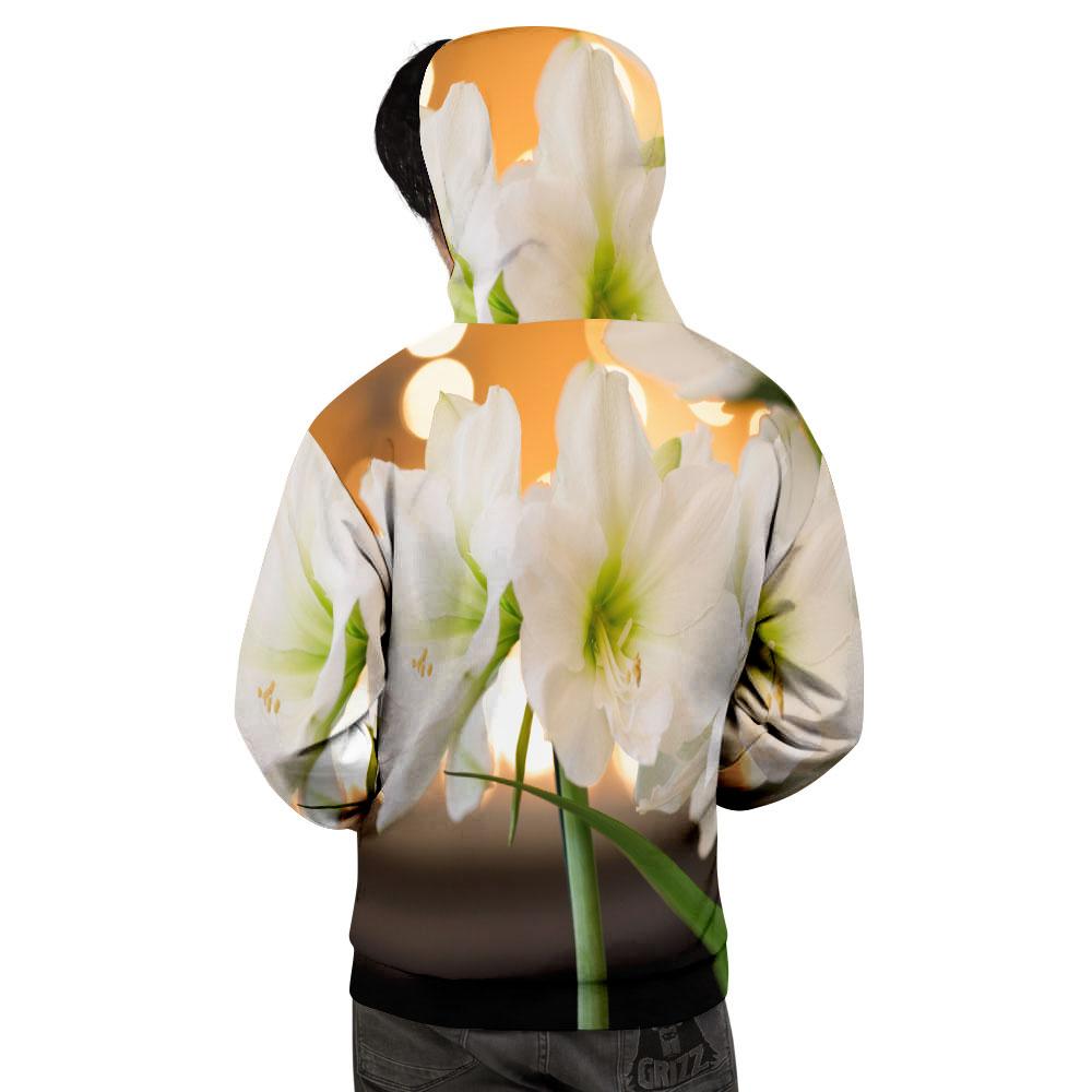 Amaryllis White Print Men's Hoodie-grizzshop