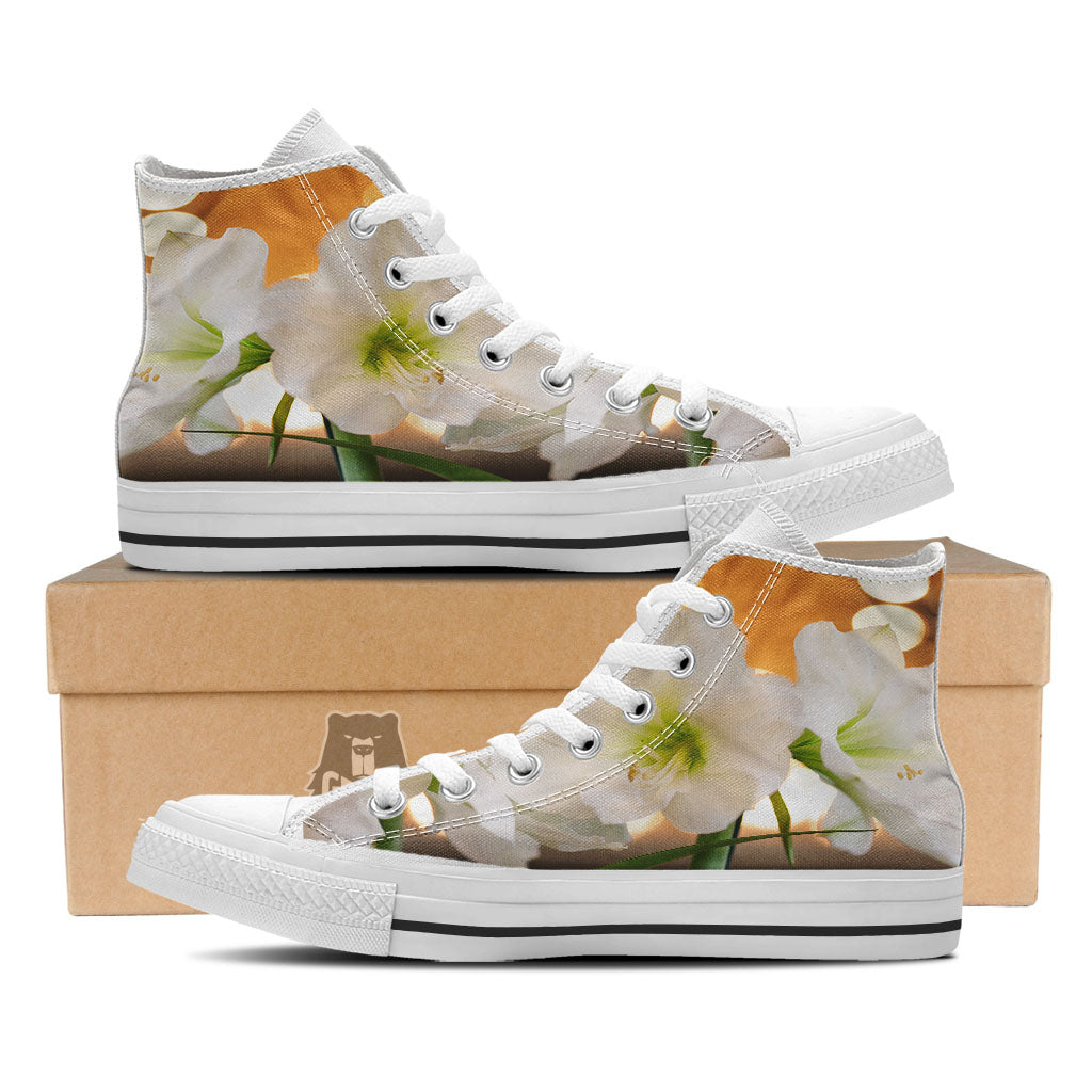 Amaryllis White Print White High Top Shoes-grizzshop