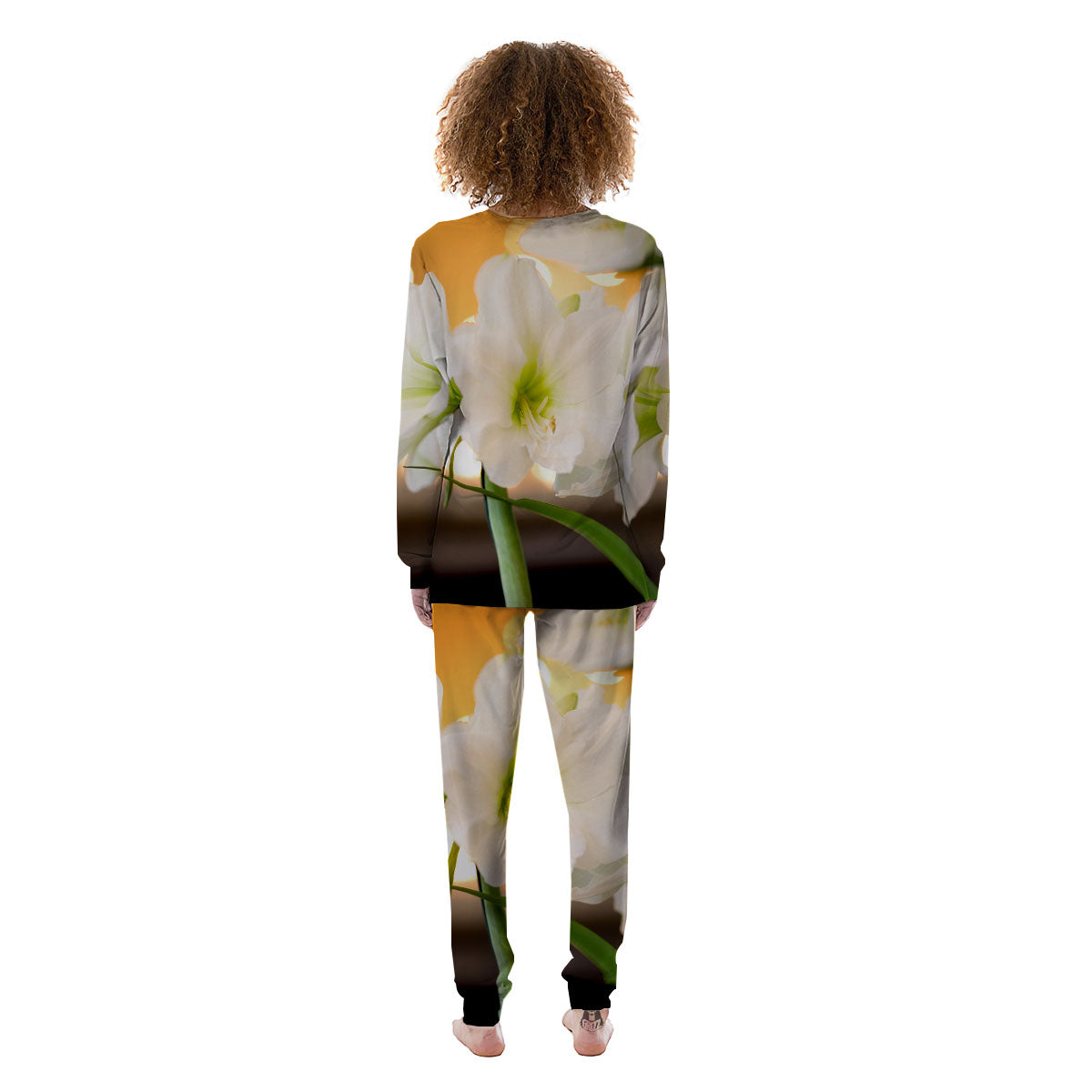 Amaryllis White Print Women's Pajamas-grizzshop