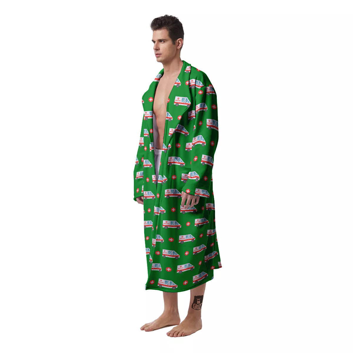Ambulance Car Paramedic Print Pattern Men's Robe-grizzshop