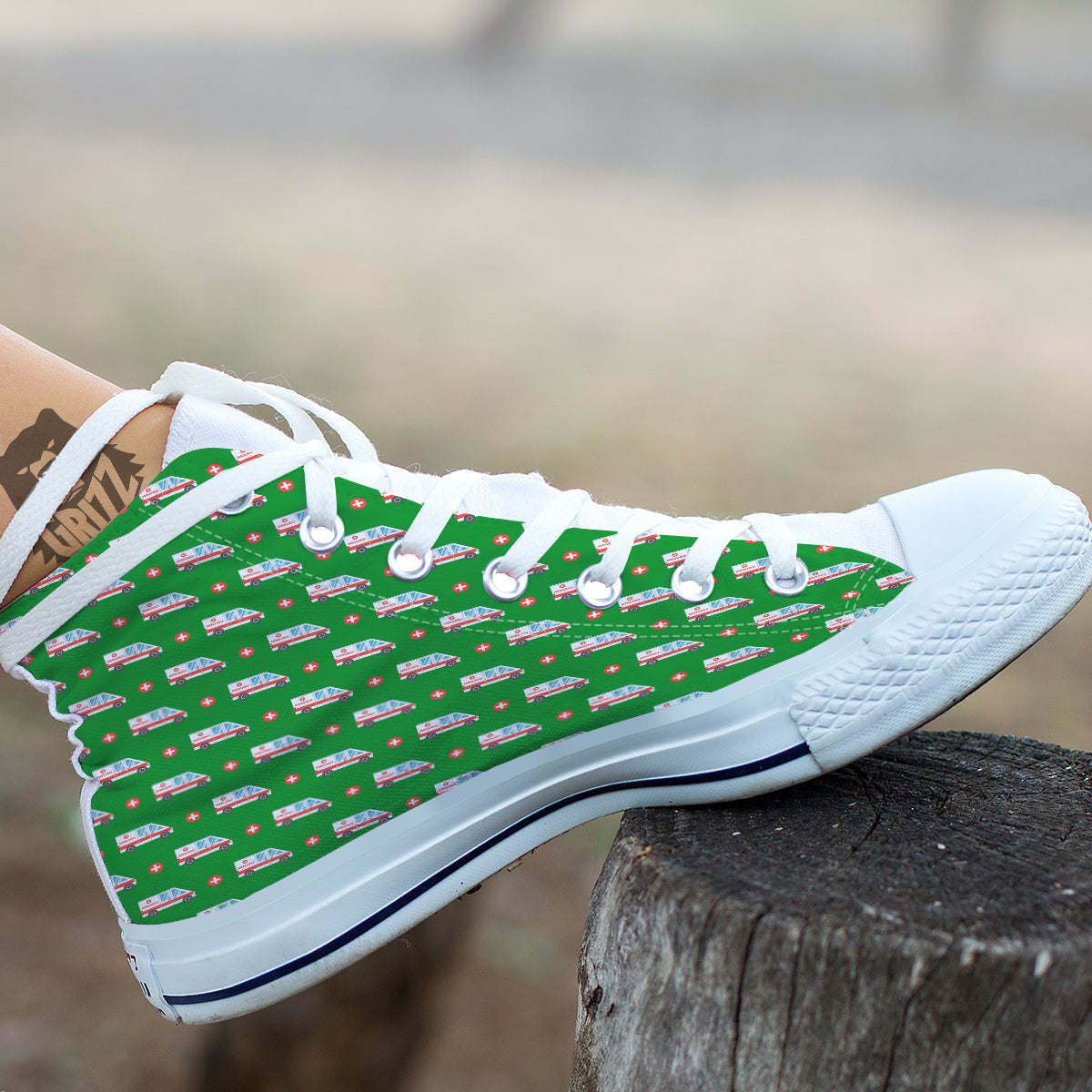 Ambulance Car Paramedic Print Pattern White High Top Shoes-grizzshop