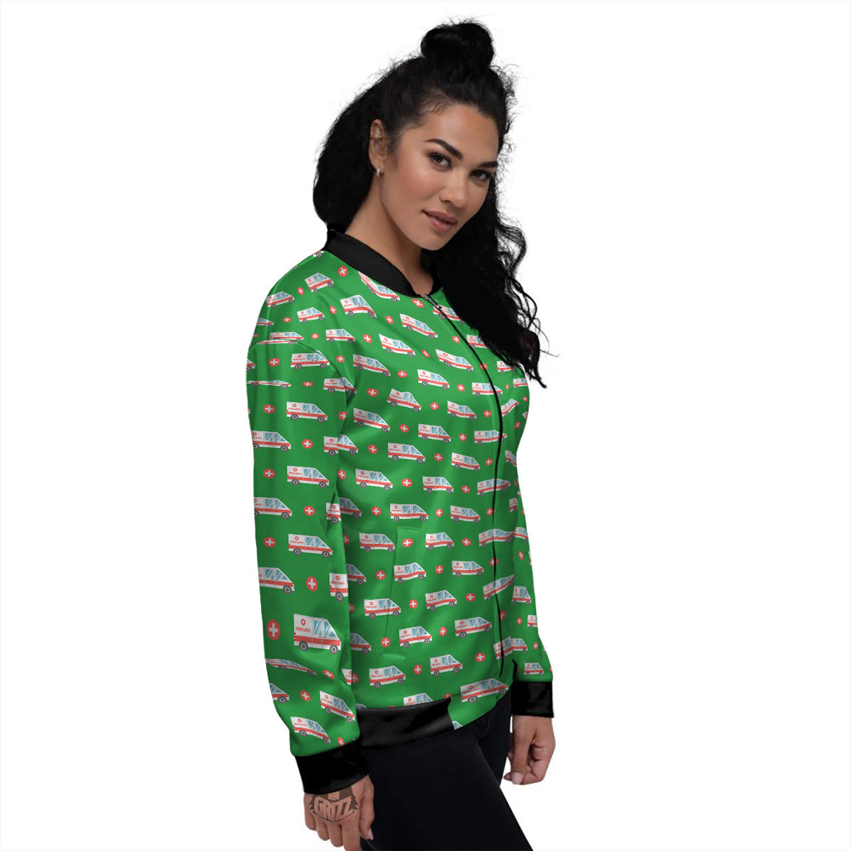 Ambulance Car Paramedic Print Pattern Women's Bomber Jacket-grizzshop