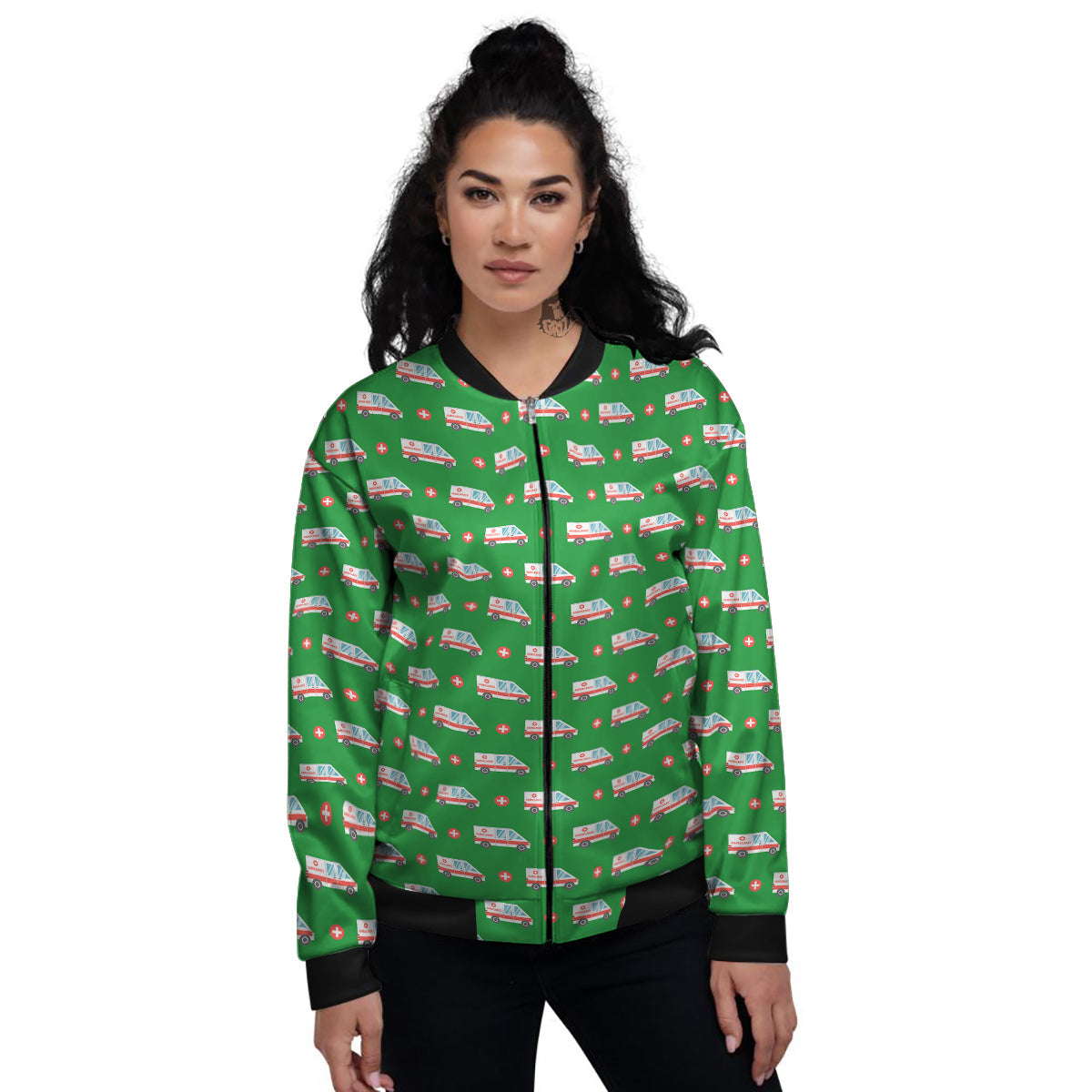 Ambulance Car Paramedic Print Pattern Women's Bomber Jacket-grizzshop