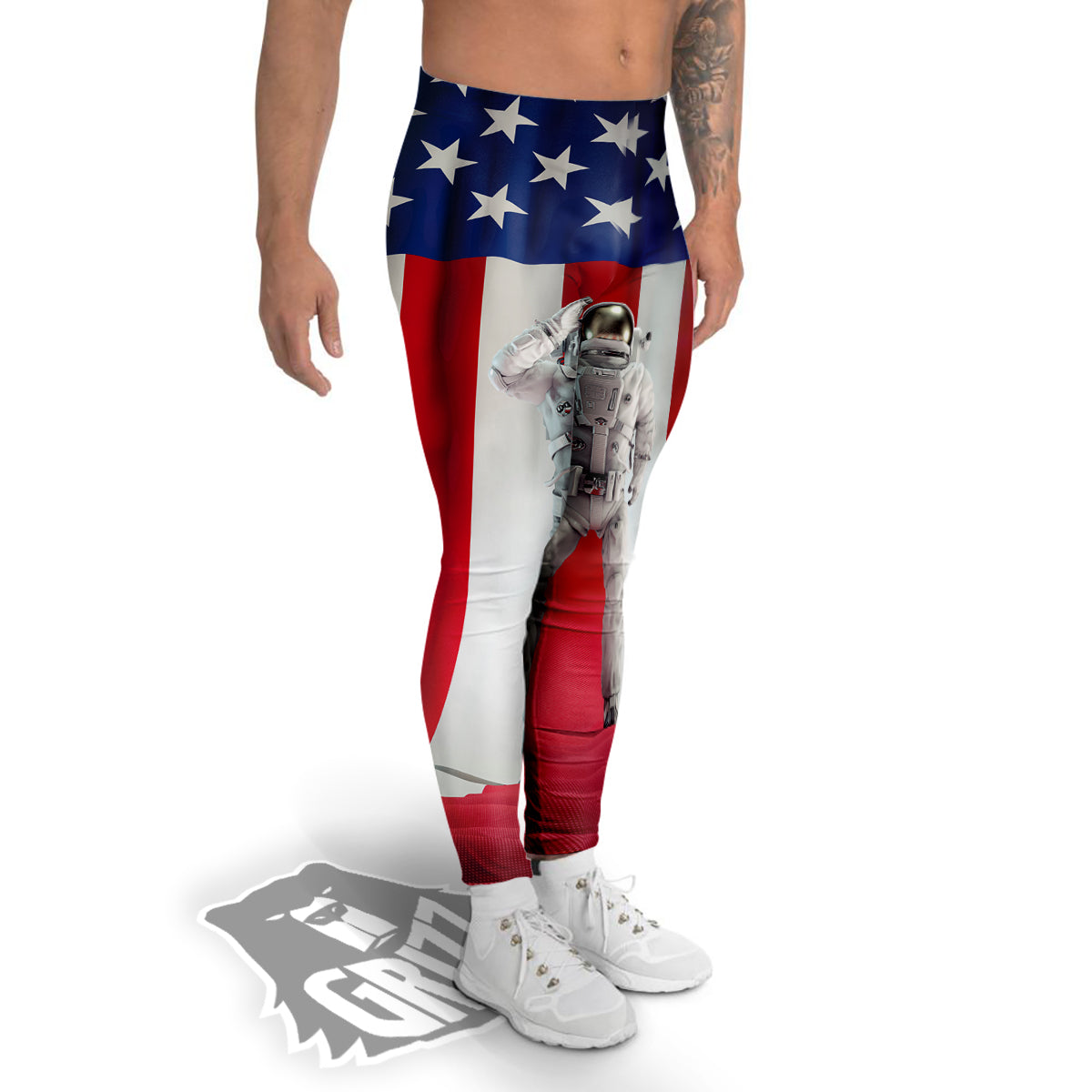 American Astronaut Print Men's Leggings-grizzshop