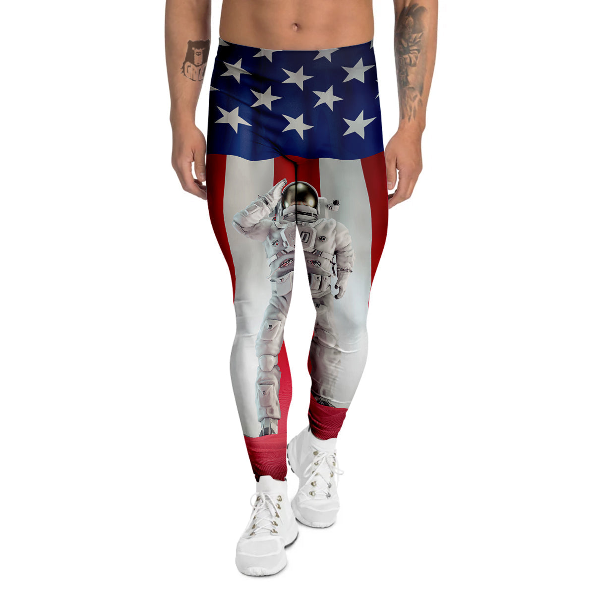 American Astronaut Print Men's Leggings-grizzshop