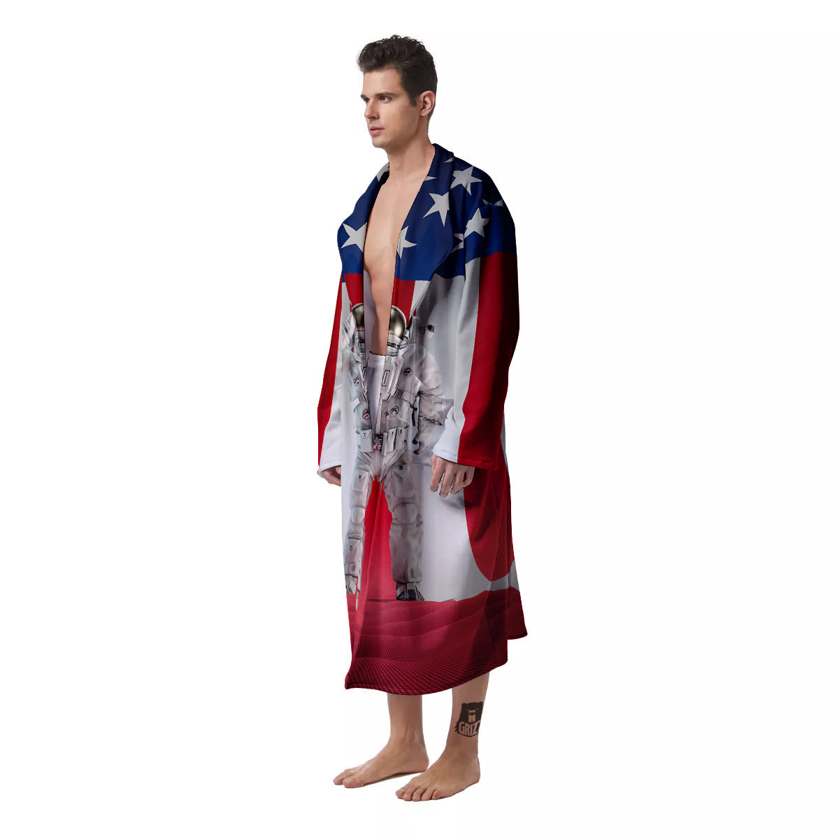 American Astronaut Print Men's Robe-grizzshop