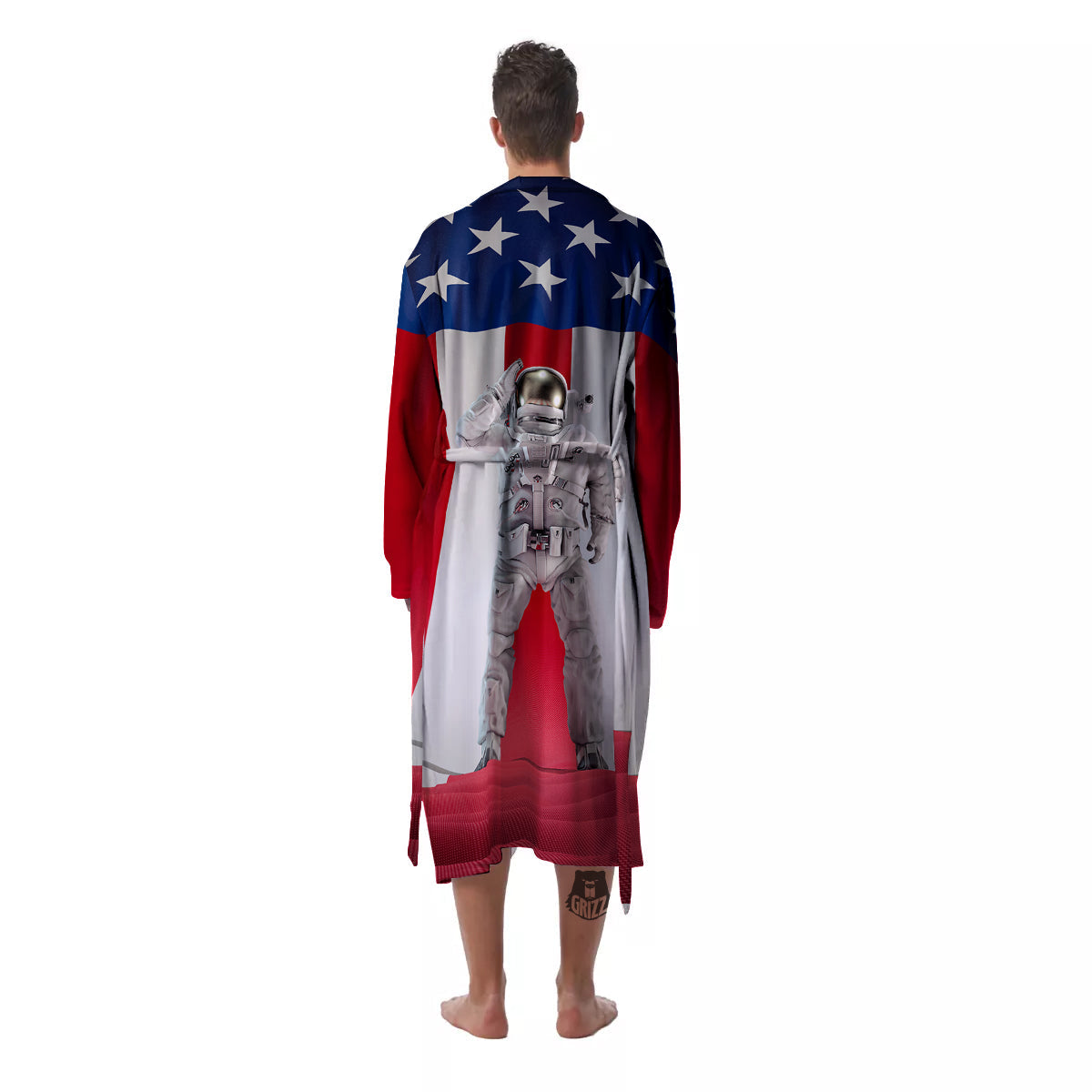 American Astronaut Print Men's Robe-grizzshop