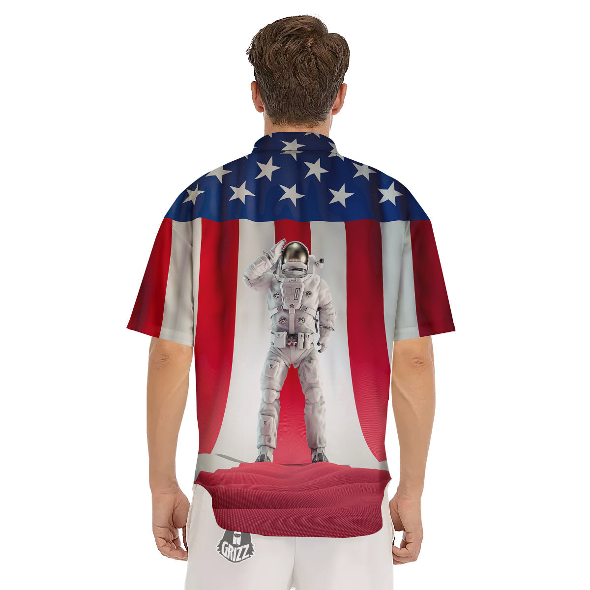 American Astronaut Print Men's Short Sleeve Shirts-grizzshop