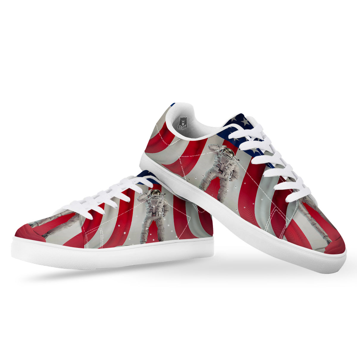 American Astronaut Print White Low Top Sneakers-grizzshop