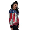 American Astronaut Print Women's Bomber Jacket-grizzshop