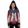 American Astronaut Print Women's Bomber Jacket-grizzshop