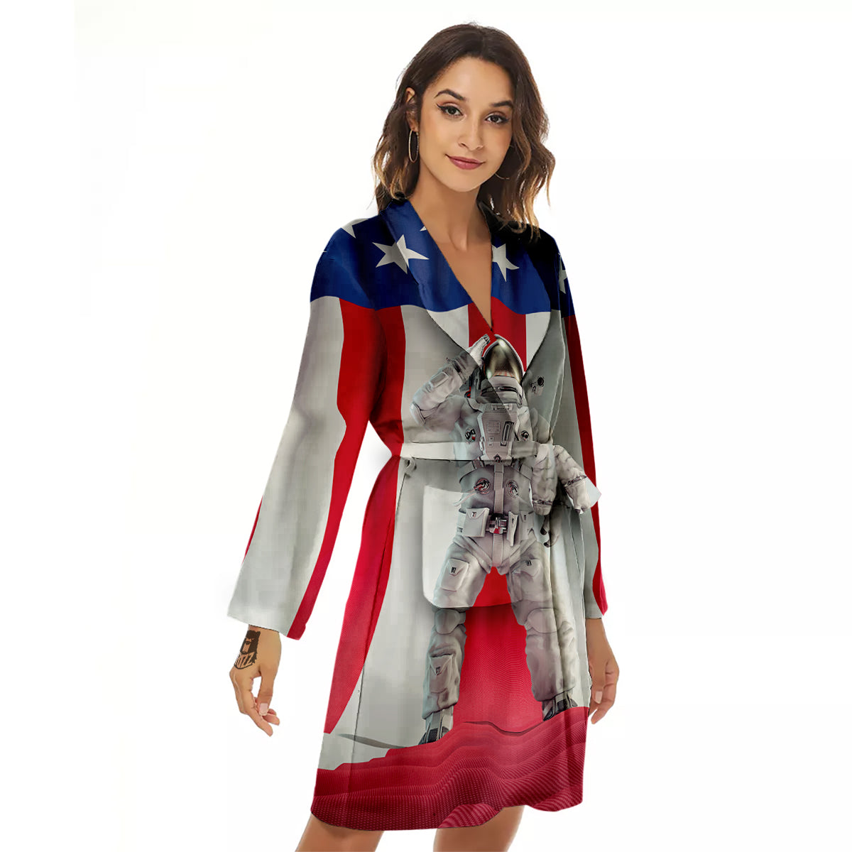 American Astronaut Print Women's Robe-grizzshop