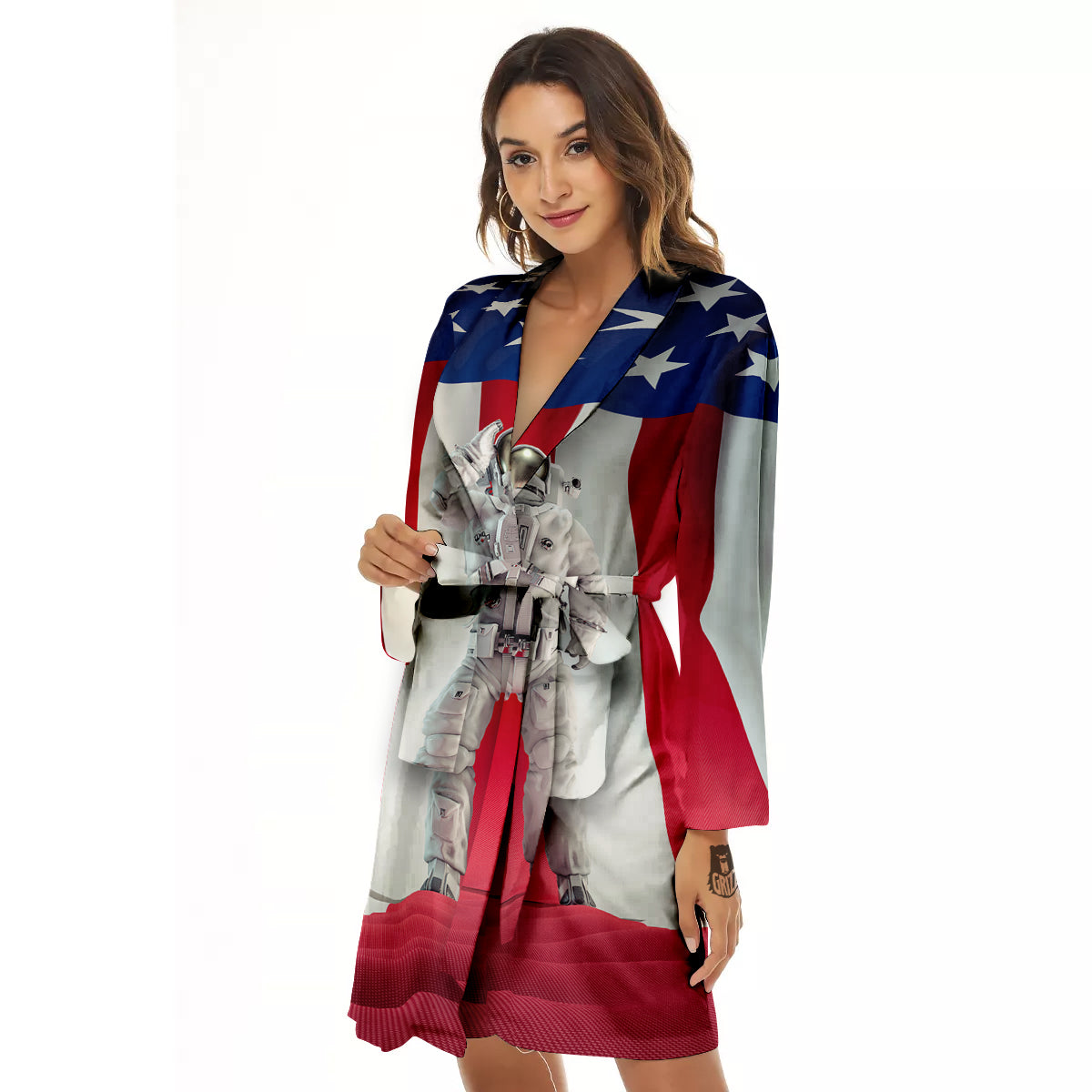 American Astronaut Print Women's Robe-grizzshop
