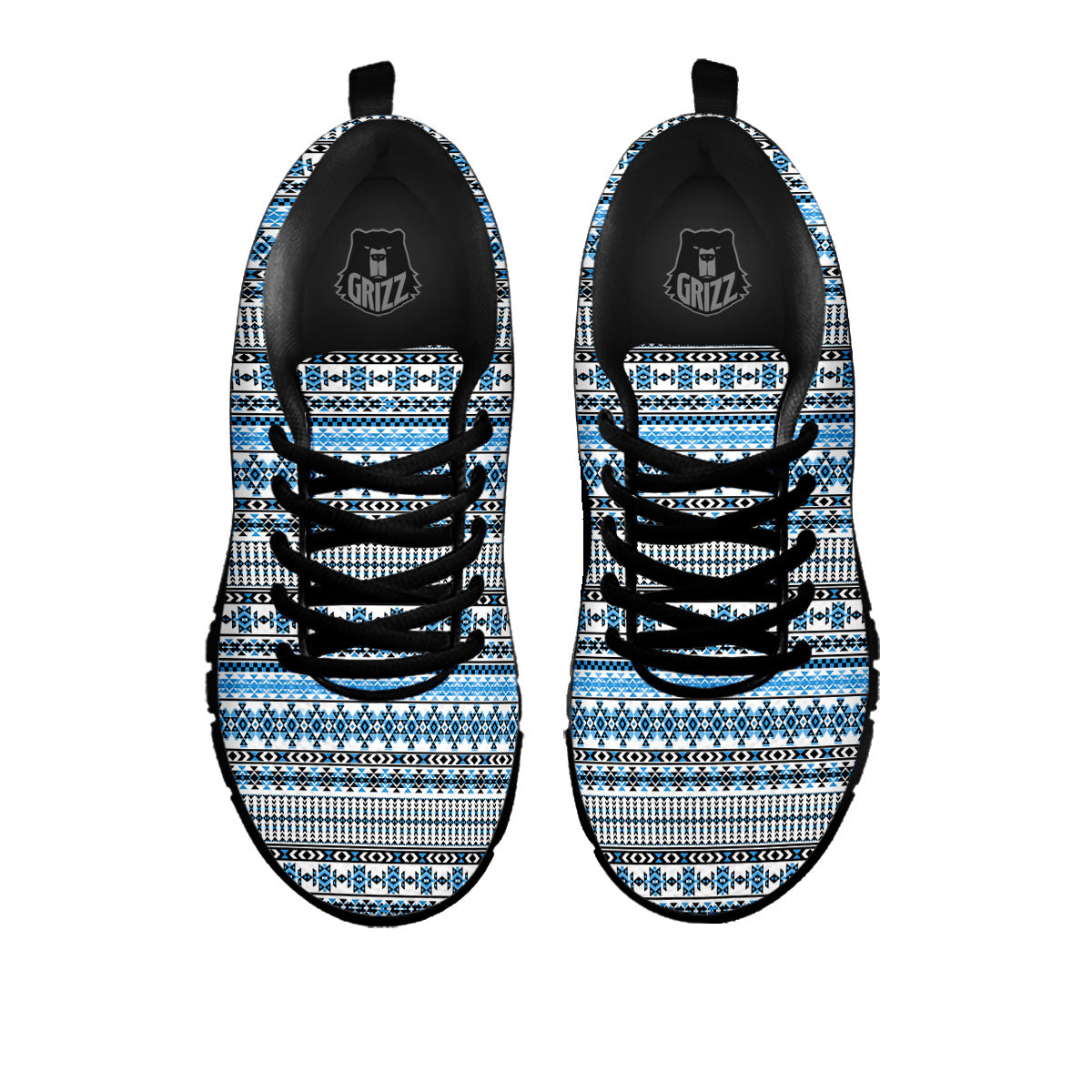 American Aztec Blue Native Print Pattern Black Sneaker-grizzshop