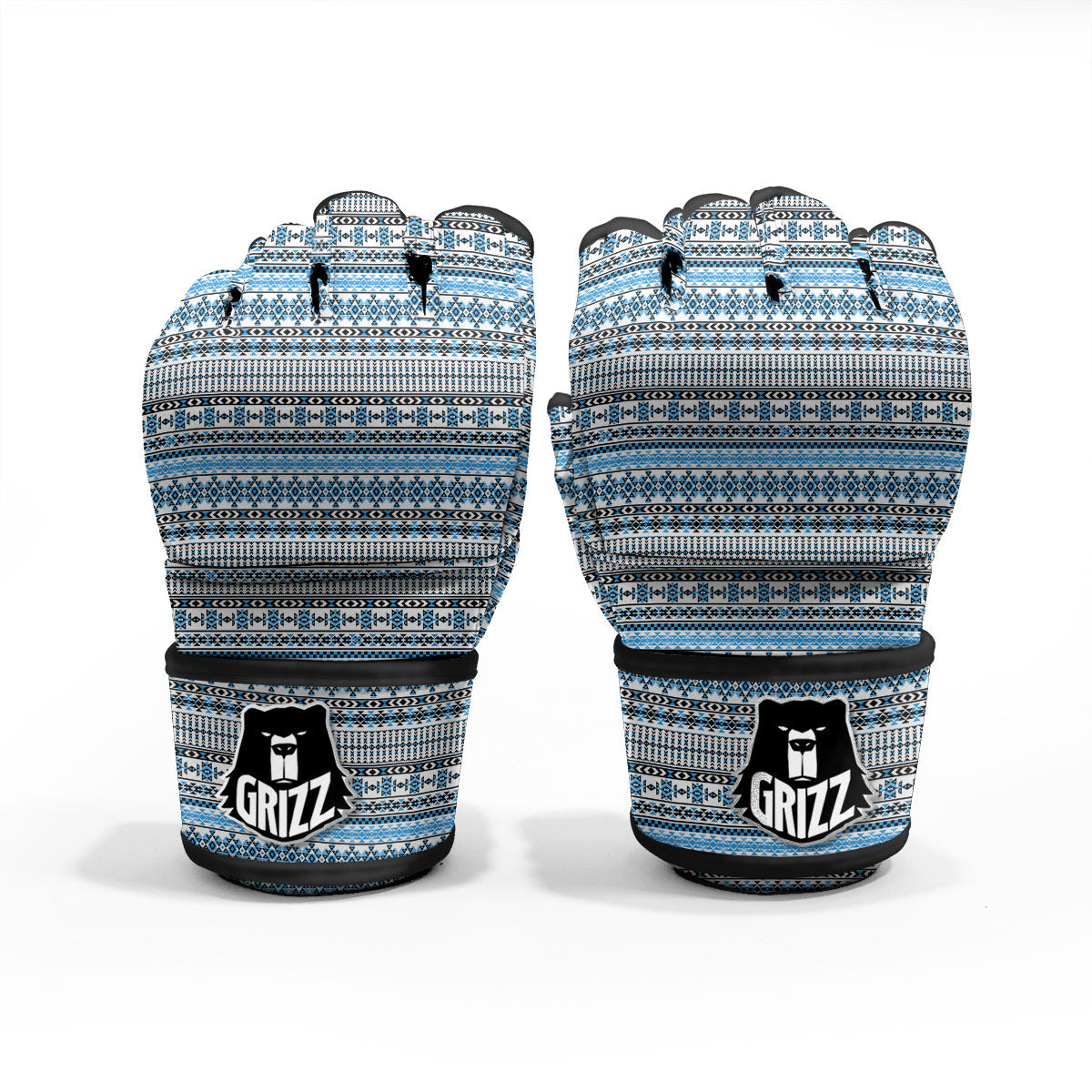 American Aztec Blue Native Print Pattern MMA Gloves-grizzshop