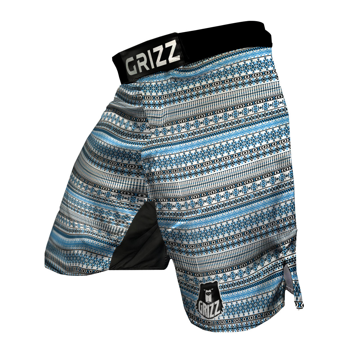 American Aztec Blue Native Print Pattern MMA Shorts-grizzshop
