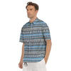 American Aztec Blue Native Print Pattern Men's Short Sleeve Shirts-grizzshop