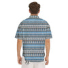 American Aztec Blue Native Print Pattern Men's Short Sleeve Shirts-grizzshop