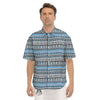 American Aztec Blue Native Print Pattern Men's Short Sleeve Shirts-grizzshop