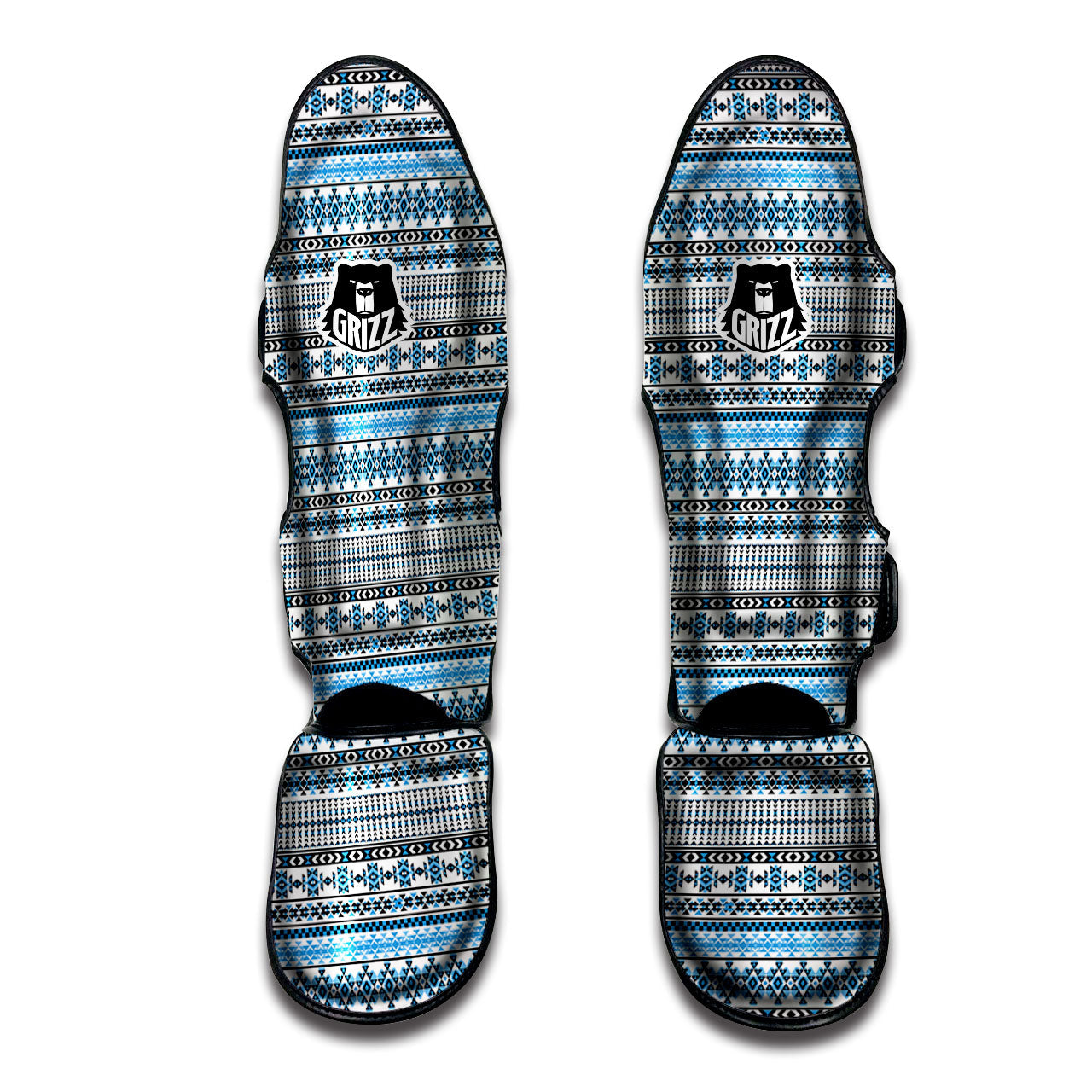 American Aztec Blue Native Print Pattern Muay Thai Shin Guards-grizzshop