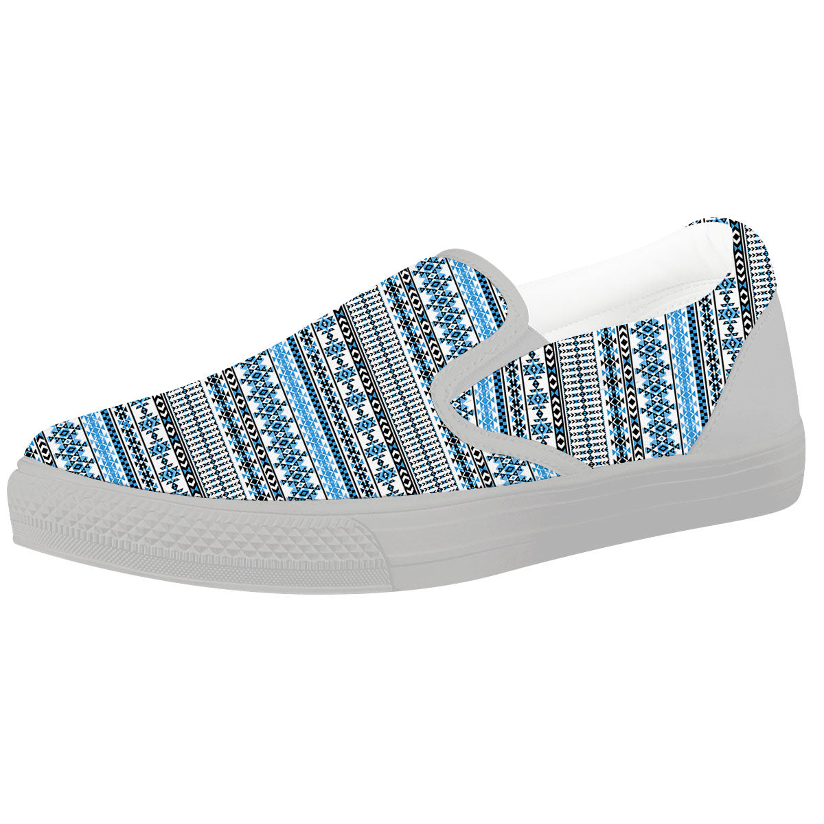 American Aztec Blue Native Print Pattern White Slip On Shoes-grizzshop