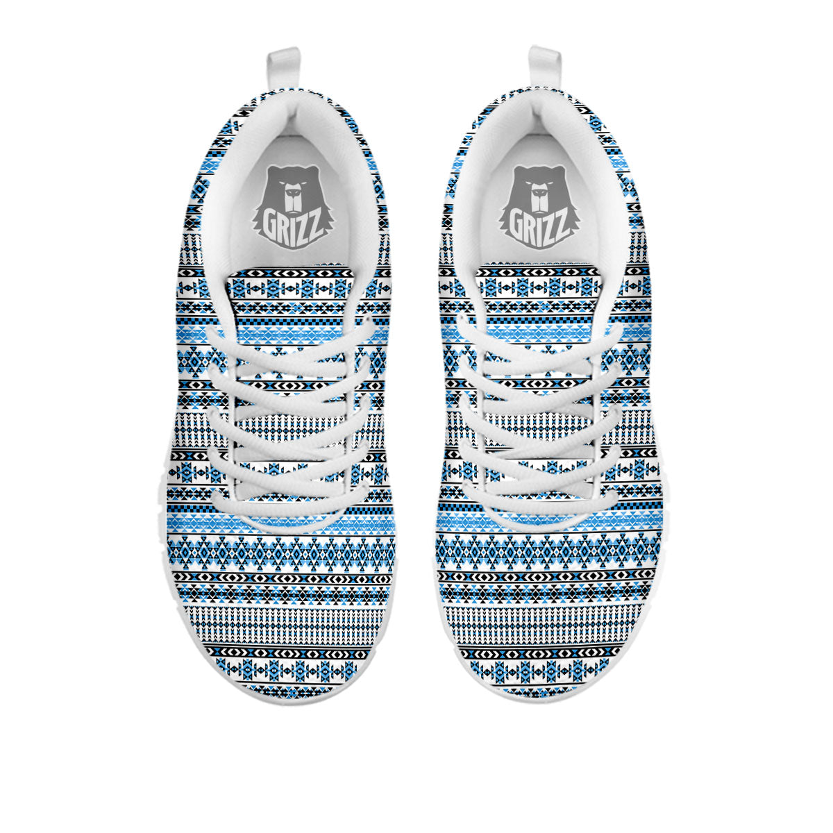 American Aztec Blue Native Print Pattern White Sneaker-grizzshop