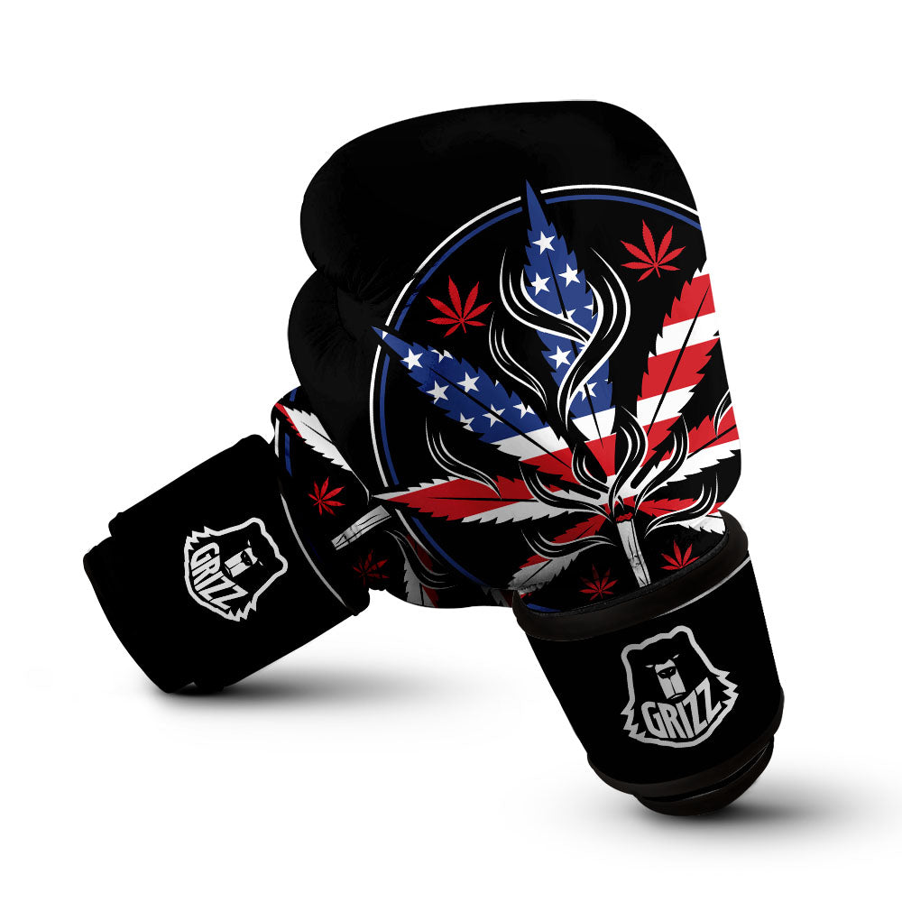 American Cannabis Leaf Flag Print Boxing Gloves-grizzshop