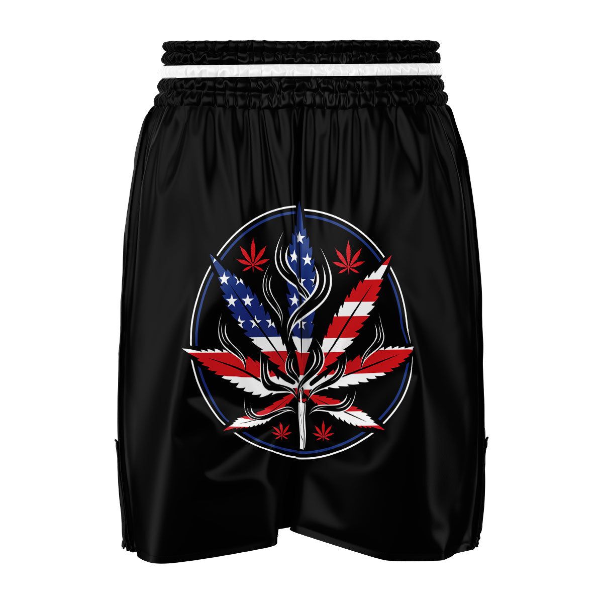 American Cannabis Leaf Flag Print Boxing Shorts-grizzshop