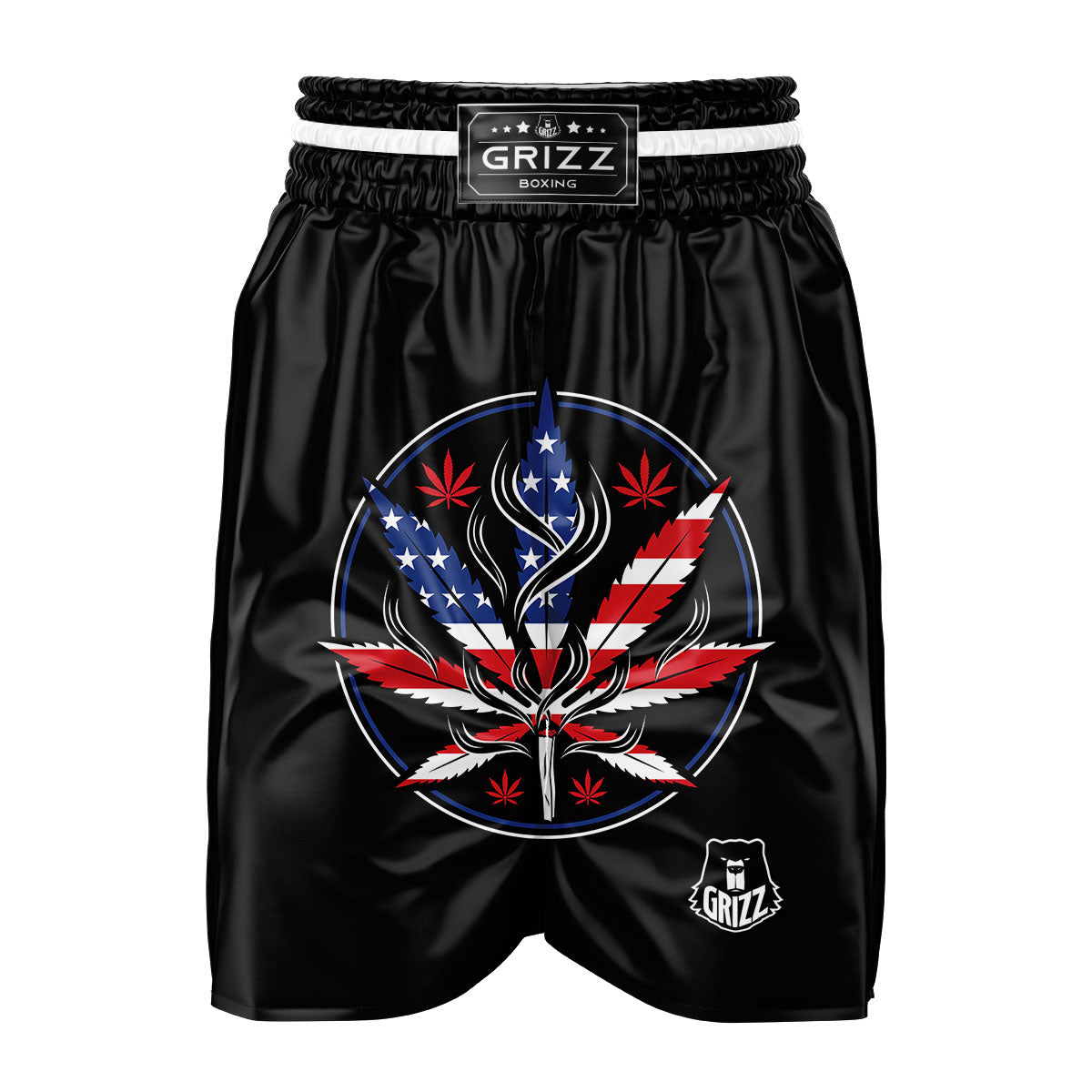 American Cannabis Leaf Flag Print Boxing Shorts-grizzshop