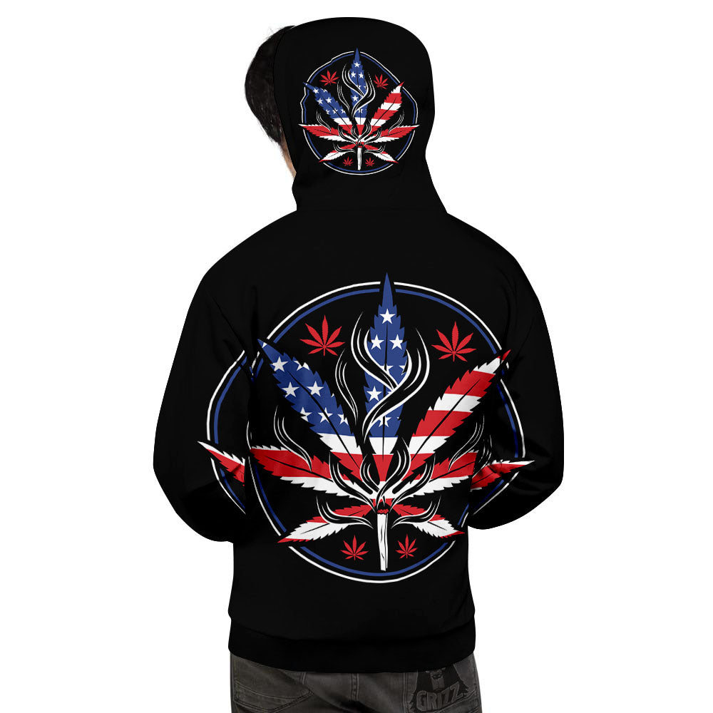 American Cannabis Leaf Flag Print Men's Hoodie-grizzshop