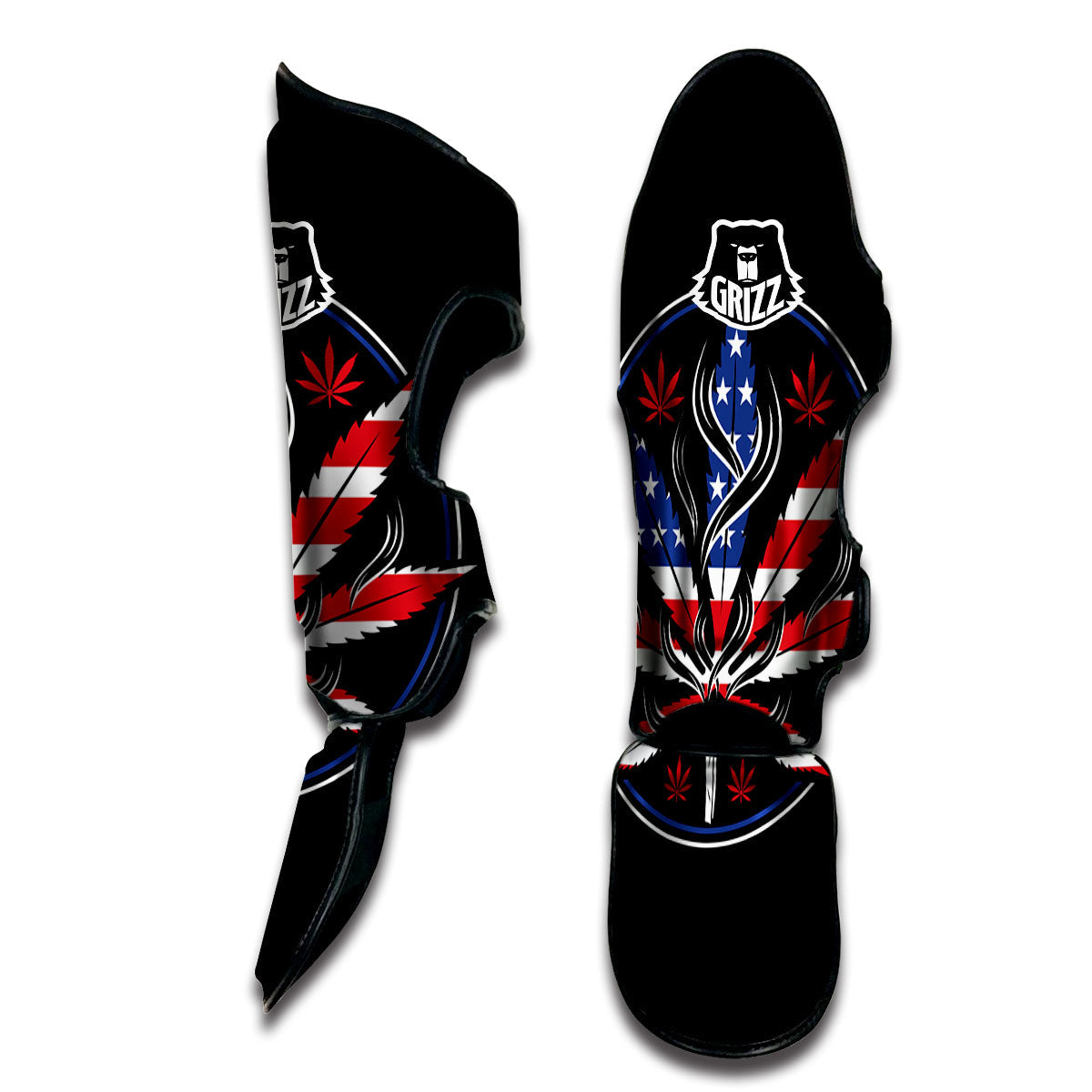 American Cannabis Leaf Flag Print Muay Thai Shin Guards-grizzshop