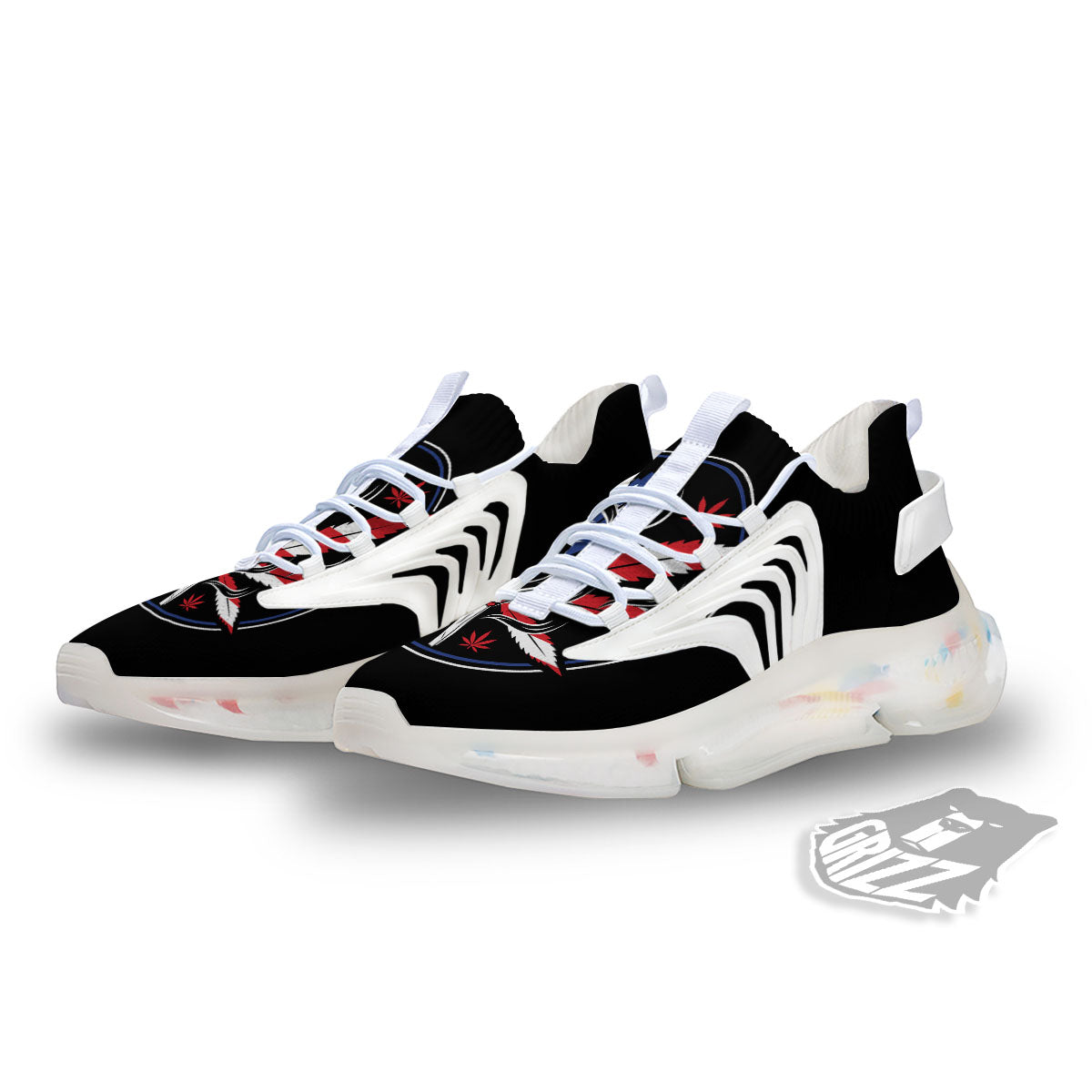 American Cannabis Leaf Flag Print White Gym Shoes-grizzshop
