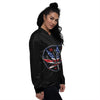 American Cannabis Leaf Flag Print Women's Bomber Jacket-grizzshop