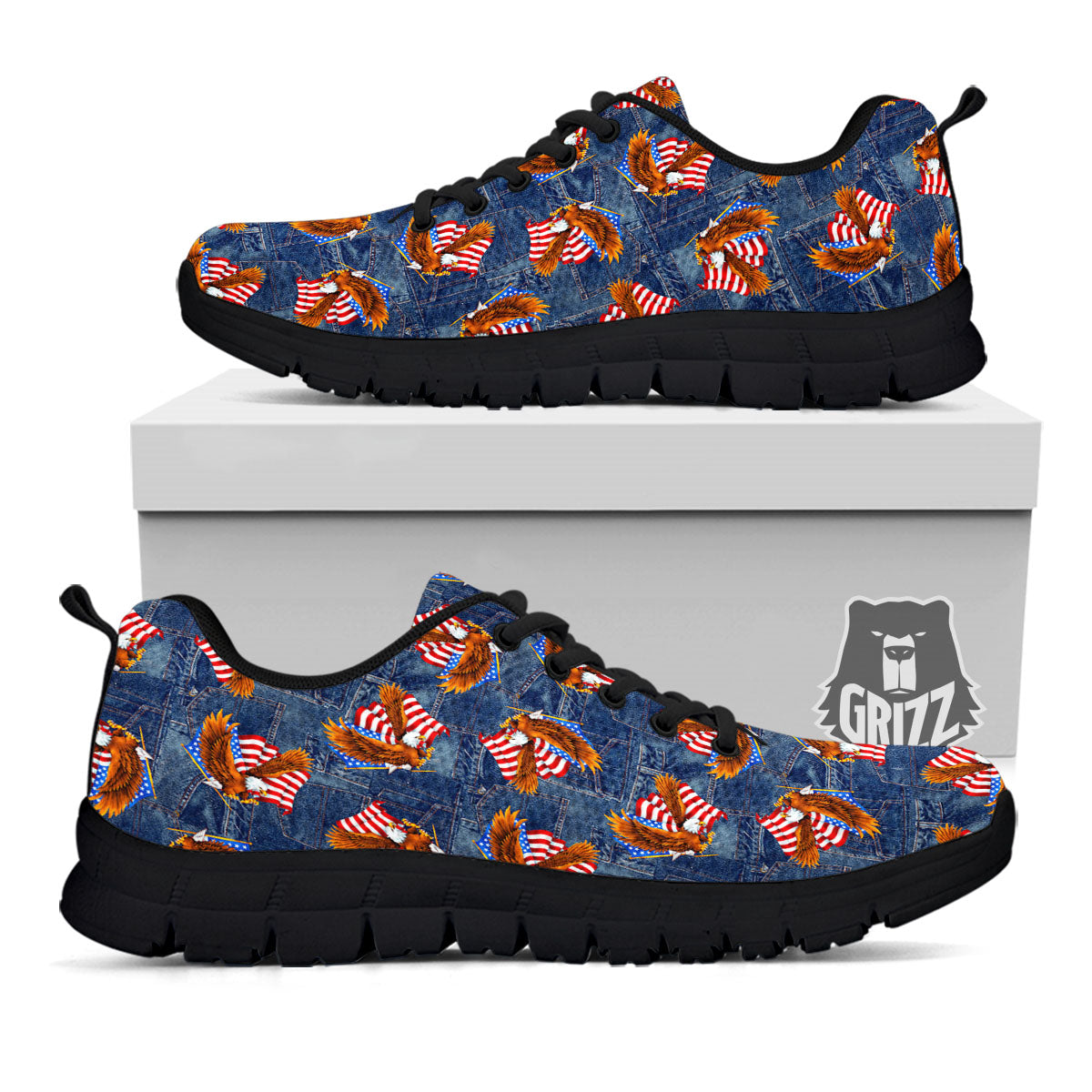 American Eagle Denim Print Pattern Black Sneaker-grizzshop