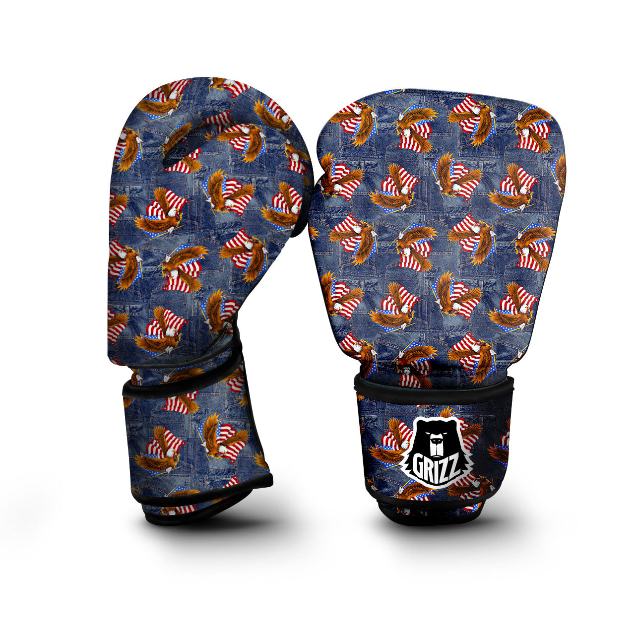 American Eagle Denim Print Pattern Boxing Gloves-grizzshop