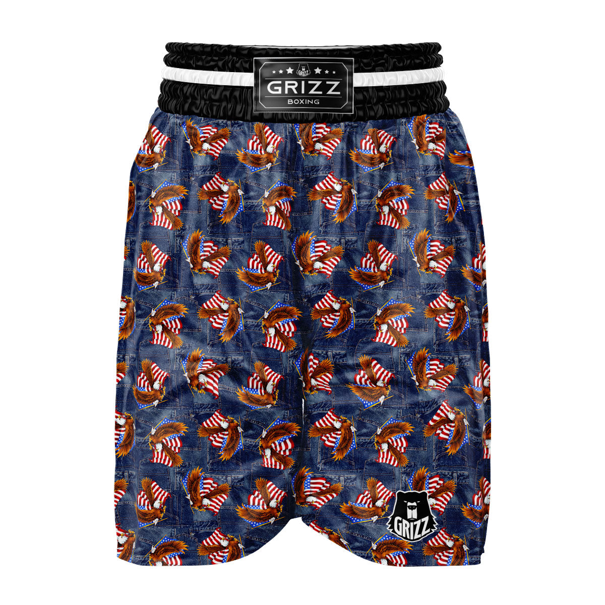 American Eagle Denim Print Pattern Boxing Shorts-grizzshop