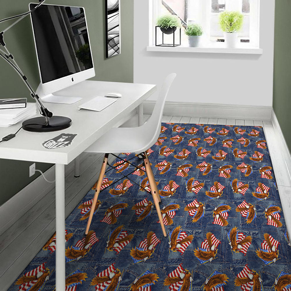American Eagle Denim Print Pattern Floor Mat-grizzshop