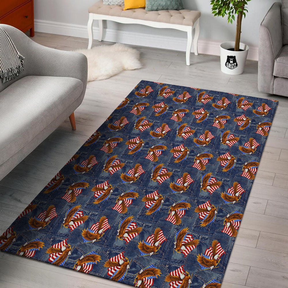 American Eagle Denim Print Pattern Floor Mat-grizzshop