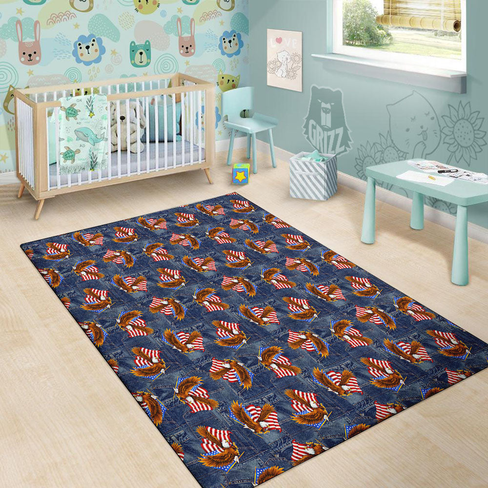 American Eagle Denim Print Pattern Floor Mat-grizzshop
