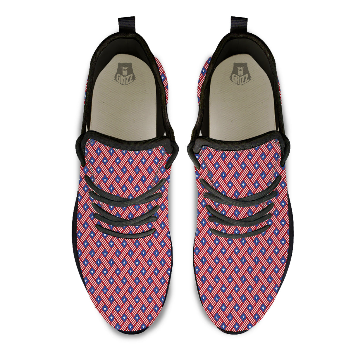 American Flag 4th of July Print Pattern Black Athletic Shoes-grizzshop