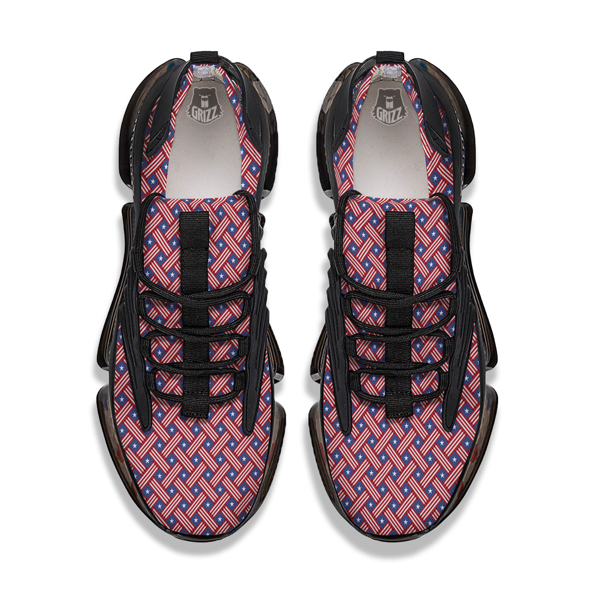 American Flag 4th of July Print Pattern Black Gym Shoes-grizzshop