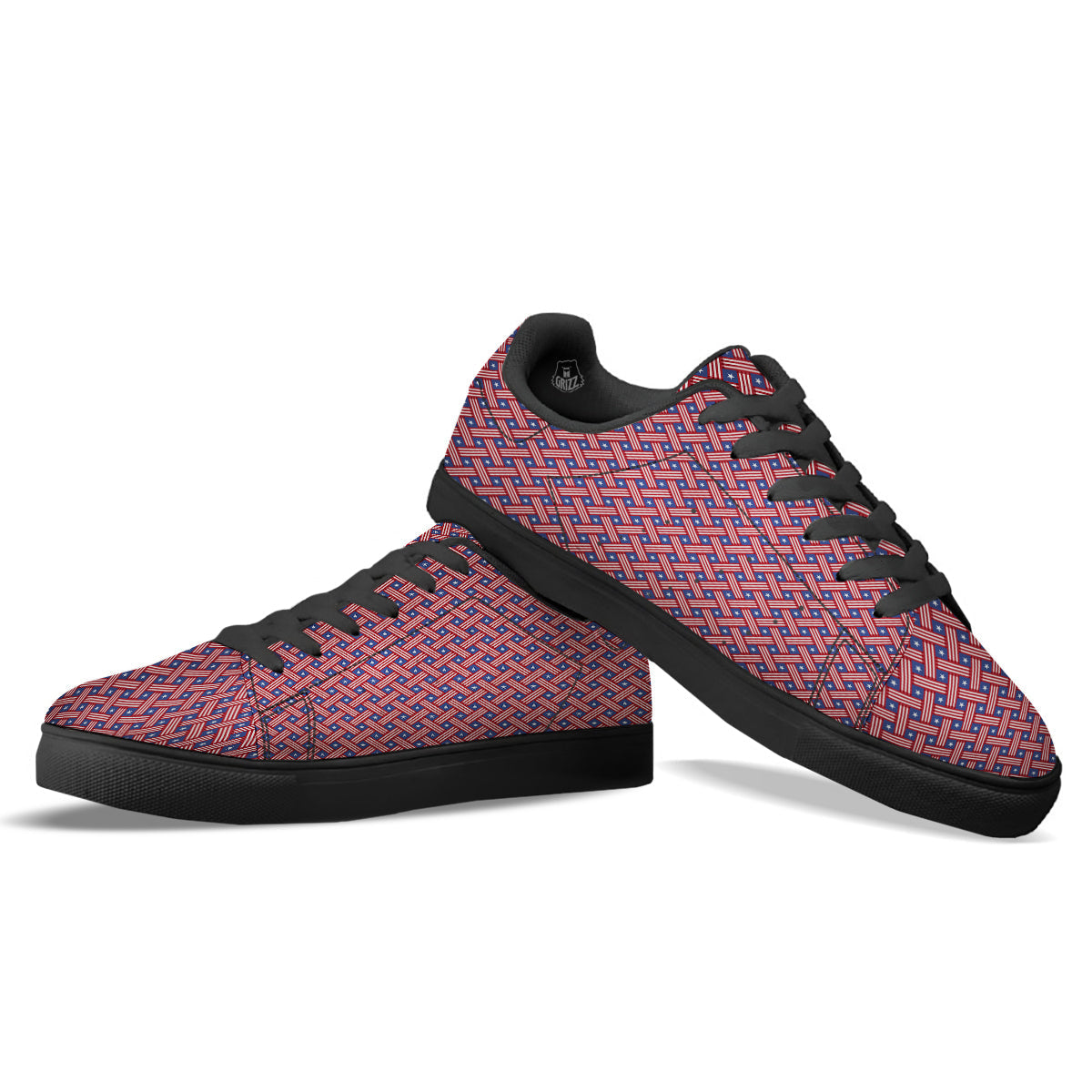 American Flag 4th of July Print Pattern Black Low Top Sneakers-grizzshop