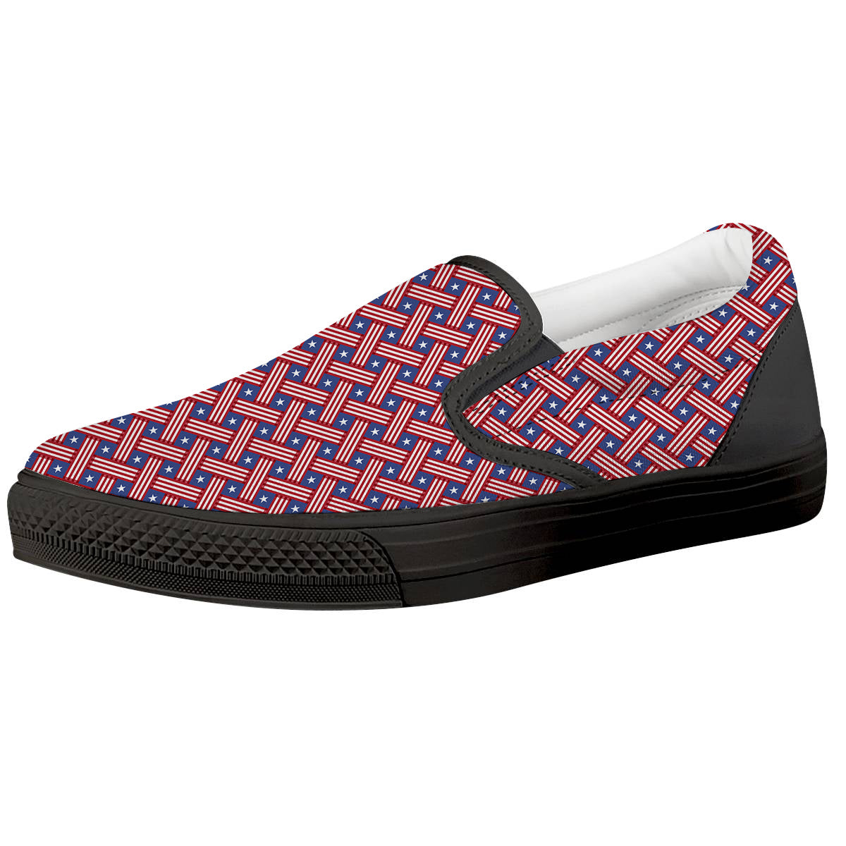 American Flag 4th of July Print Pattern Black Slip On Shoes-grizzshop