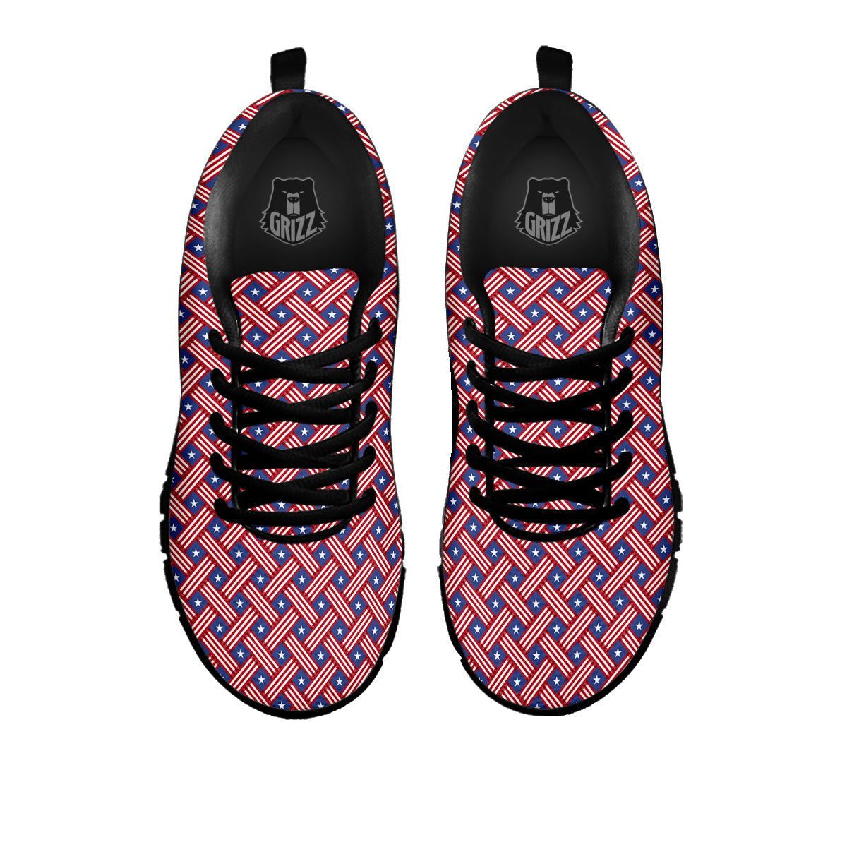 American Flag 4th of July Print Pattern Black Sneaker-grizzshop